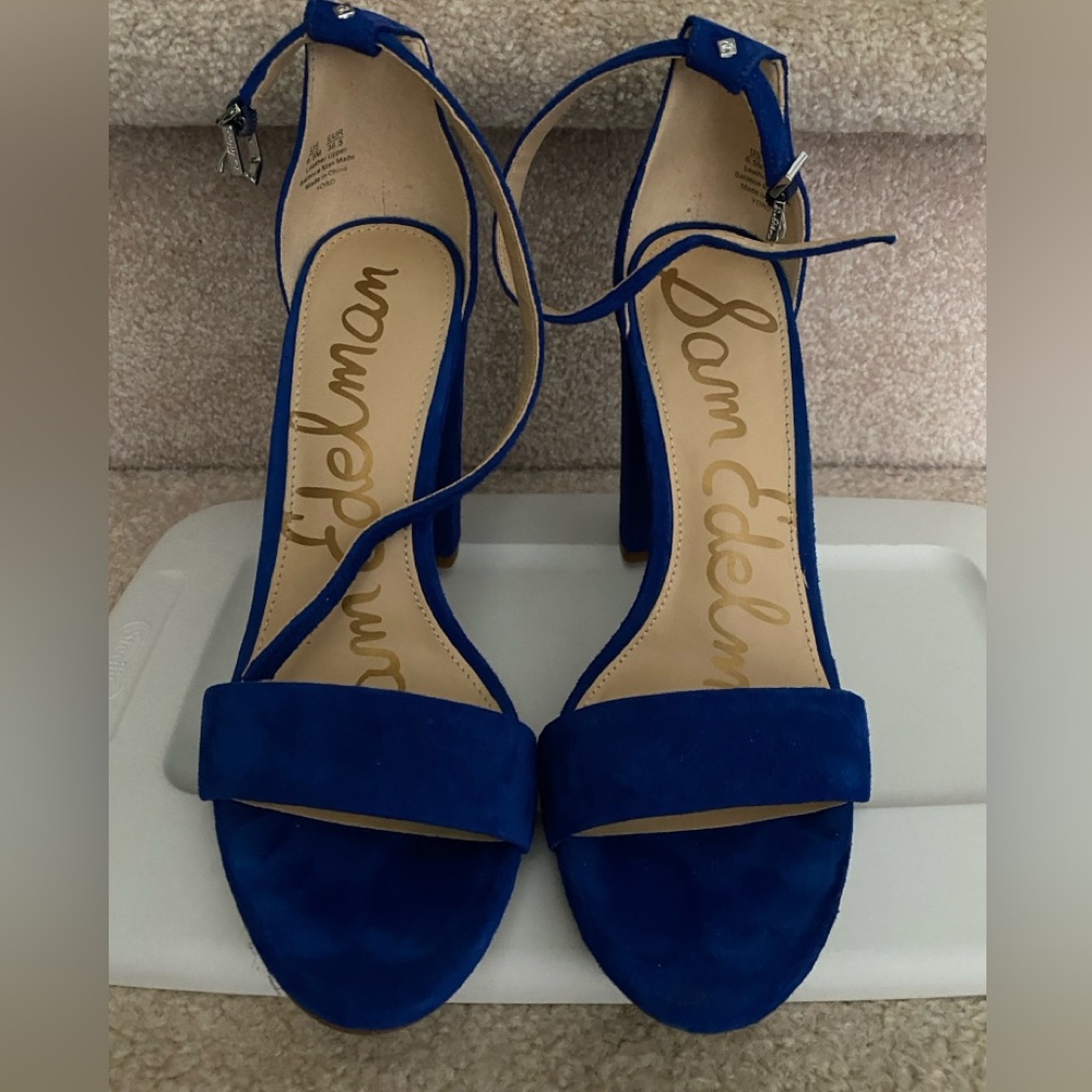Sam Edelman Yaro Block Heel Sandal Blue Suede